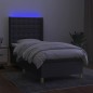 vidaXL Cama box spring colchón y luces LED tela gris oscuro 80x200 cm vidaXL Cama box spring colchón y luces LED tela gris oscuro 80x200 cm