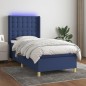 vidaXL Cama box spring colchón y luces LED tela azul 90x200 cm vidaXL Cama box spring colchón y luces LED tela azul 90x200 cm