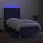 vidaXL Cama box spring colchón y luces LED tela azul 90x200 cm vidaXL Cama box spring colchón y luces LED tela azul 90x200 cm