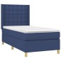 vidaXL Cama box spring colchón y luces LED tela azul 90x200 cm vidaXL Cama box spring colchón y luces LED tela azul 90x200 cm