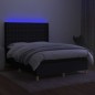 vidaXL Cama box spring colchón y luces LED tela negro 140x200 cm