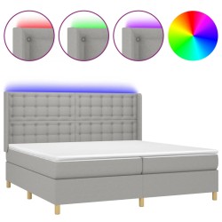 vidaXL Cama box spring con colchón tela y LED gris claro 200x200 cm 