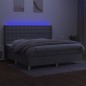 vidaXL Cama box spring con colchón tela y LED gris claro 200x200 cm vidaXL Cama box spring con colchón tela y LED gris claro 200x200 cm