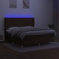 vidaXL Cama box spring colchón luces LED tela marrón oscuro 180x200cm vidaXL Cama box spring colchón luces LED tela marrón oscuro 180x200cm
