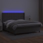 vidaXL Cama box spring colchón y LED cuero sintético gris 180x200 cm vidaXL Cama box spring colchón y LED cuero sintético gris 180x200 cm