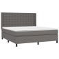 vidaXL Cama box spring colchón y LED cuero sintético gris 180x200 cm vidaXL Cama box spring colchón y LED cuero sintético gris 180x200 cm