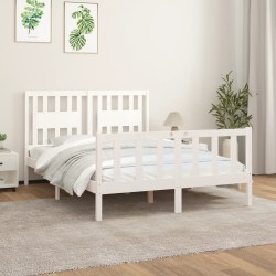 vidaXL Estructura de cama con cabecero madera pino blanco 140x200 cm