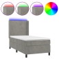 vidaXL Cama box spring colchón y LED terciopelo gris claro 90x190 cm