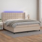 vidaXL Cama box spring colchón LED cuero sintético capuchino 200x200cm vidaXL Cama box spring colchón LED cuero sintético capuchino 200x200cm