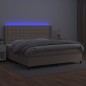 vidaXL Cama box spring colchón LED cuero sintético capuchino 200x200cm vidaXL Cama box spring colchón LED cuero sintético capuchino 200x200cm