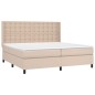 vidaXL Cama box spring colchón LED cuero sintético capuchino 200x200cm vidaXL Cama box spring colchón LED cuero sintético capuchino 200x200cm