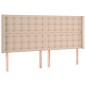 vidaXL Cama box spring colchón LED cuero sintético capuchino 200x200cm vidaXL Cama box spring colchón LED cuero sintético capuchino 200x200cm