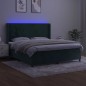 vidaXL Cama box spring colchón y LED terciopelo verde oscuro 180x200cm
