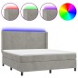 vidaXL Cama box spring colchón y LED terciopelo gris claro 180x200 cm vidaXL Cama box spring colchón y LED terciopelo gris claro 180x200 cm