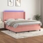 vidaXL Cama box spring colchón y LED terciopelo rosa 180x200 cm vidaXL Cama box spring colchón y LED terciopelo rosa 180x200 cm