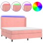 vidaXL Cama box spring colchón y LED terciopelo rosa 180x200 cm vidaXL Cama box spring colchón y LED terciopelo rosa 180x200 cm
