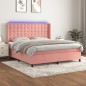 vidaXL Cama box spring colchón y LED terciopelo rosa 180x200 cm vidaXL Cama box spring colchón y LED terciopelo rosa 180x200 cm