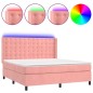 vidaXL Cama box spring colchón y LED terciopelo rosa 180x200 cm vidaXL Cama box spring colchón y LED terciopelo rosa 180x200 cm