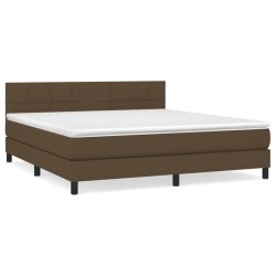 vidaXL Cama box spring con colchón tela marrón oscuro 160x200 cm