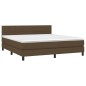 vidaXL Cama box spring con colchón tela marrón oscuro 160x200 cm