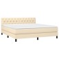 vidaXL Cama box spring con colchón tela color crema 160x200 cm vidaXL Cama box spring con colchón tela color crema 160x200 cm