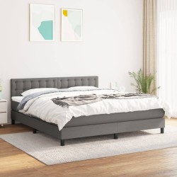 vidaXL Cama box spring con colchón tela gris oscuro 160x200 cm