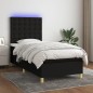 vidaXL Cama box spring colchón y luces LED tela negro 80x200 cm vidaXL Cama box spring colchón y luces LED tela negro 80x200 cm