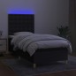 vidaXL Cama box spring colchón y luces LED tela negro 80x200 cm vidaXL Cama box spring colchón y luces LED tela negro 80x200 cm