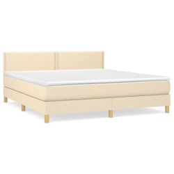 vidaXL Cama box spring con colchón tela color crema 180x200 cm