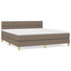 vidaXL Cama box spring con colchón tela gris taupe 180x200 cm