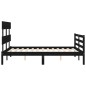 vidaXL Estructura cama de matrimonio con cabecero madera maciza negro