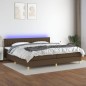 vidaXL Cama box spring con colchón LED tela marrón oscuro 200x200 cm vidaXL Cama box spring con colchón LED tela marrón oscuro 200x200 cm