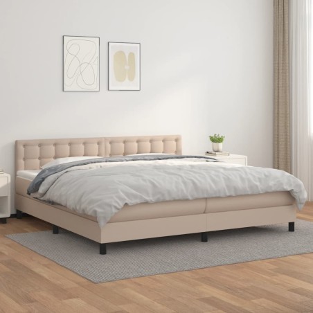 vidaXL Cama box spring con colchón cuero sintético capuchino 200x200cm
