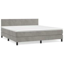 vidaXL Cama box spring con colchón terciopelo gris claro 180x200 cm