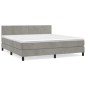 vidaXL Cama box spring con colchón terciopelo gris claro 180x200 cm