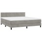vidaXL Cama box spring con colchón terciopelo gris claro 180x200 cm