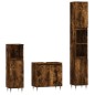 vidaXL Set de muebles baño 3 pzas madera contrachapada roble ahumado vidaXL Set de muebles baño 3 pzas madera contrachapada roble ahumado