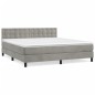 vidaXL Cama box spring con colchón terciopelo gris claro 180x200 cm