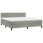 vidaXL Cama box spring con colchón terciopelo gris claro 180x200 cm
