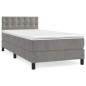 vidaXL Cama box spring con colchón terciopelo gris claro 90x190 cm
