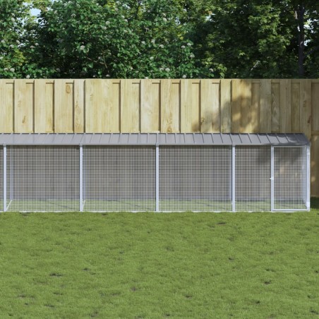 vidaXL Gallinero con techo acero galvanizado gris claro 1003x98x90 cm