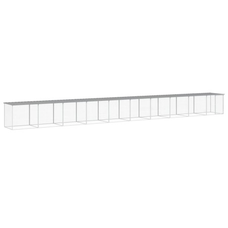 vidaXL Gallinero con techo acero galvanizado gris claro 1003x98x90 cm