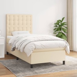 vidaXL Cama box spring con colchón tela color crema 90x200 cm