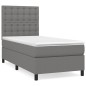 vidaXL Cama box spring con colchón tela gris oscuro 90x200 cm vidaXL Cama box spring con colchón tela gris oscuro 90x200 cm