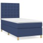 vidaXL Cama box spring con colchón tela azul 90x200 cm