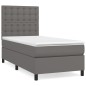 vidaXL Cama box spring con colchón cuero sintético gris 80x200 cm vidaXL Cama box spring con colchón cuero sintético gris 80x200 cm