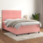 vidaXL Cama box spring con colchón terciopelo rosa 140x190 cm vidaXL Cama box spring con colchón terciopelo rosa 140x190 cm