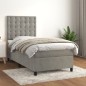 vidaXL Cama box spring con colchón terciopelo gris claro 90x190 cm vidaXL Cama box spring con colchón terciopelo gris claro 90x190 cm