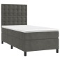 vidaXL Cama box spring con colchón terciopelo gris oscuro 90x200 cm vidaXL Cama box spring con colchón terciopelo gris oscuro 90x200 cm