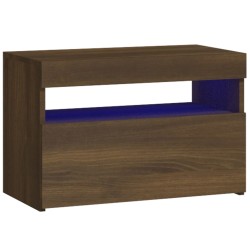 vidaXL Mesita de noche con luces LED marrón roble 60x35x40 cm